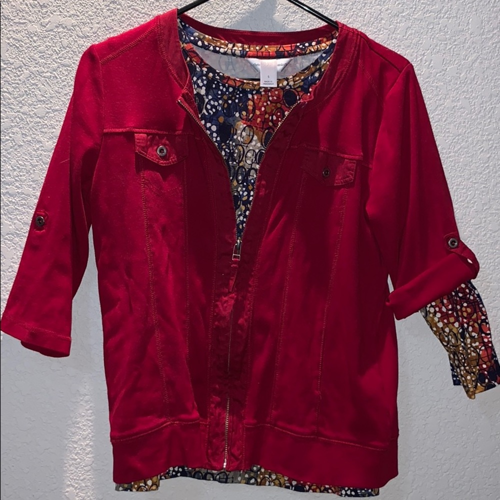 2 piece jacket and top set 3/4 sleeve
